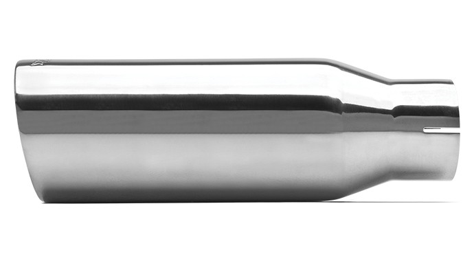 304 Polished Stainless Steel Tip - Double Wall - Inlet Dia.: 2.75" - Outlet Dia.: 4" - Overall Length: 12"