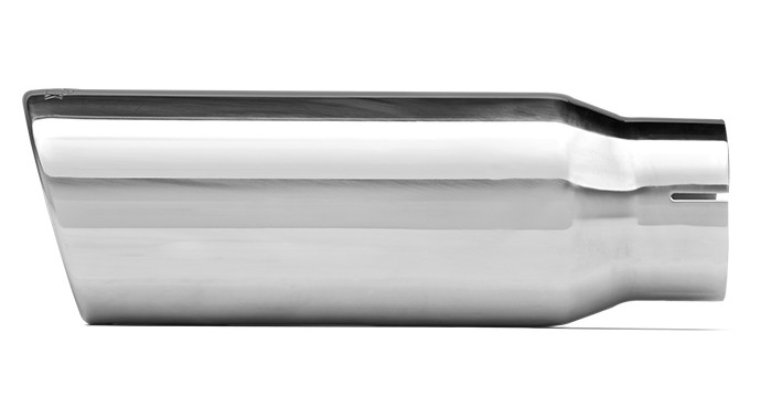 304 Polished Stainless Steel Tip - Single Wall - Inlet Dia.: 3" - Outlet Dia.: 4" - Overall Length: 12"