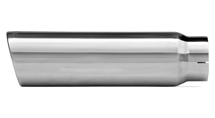 304 Polished Stainless Steel Tip - Single Wall - Inlet Dia.: 4" - Outlet Dia.: 5" - Overall Length: 18"