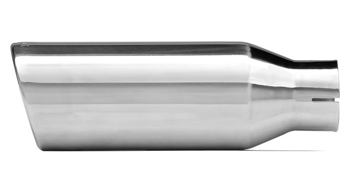 304 Polished Stainless Steel Tip - Single Wall - Inlet Dia.: 2.5" - Outlet Dia.: 4" - Overall Length: 12"