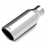 304 Polished Stainless Steel Tip - Single Wall - Inlet Dia.: 2.5" - Outlet Dia.: 4" - Overall Length: 12"
